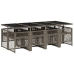 Set comedor jardín 9 pzas y cojines ratán sintético gris