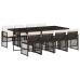 Set comedor para jardín 9 pzas y cojines ratán sintético marrón