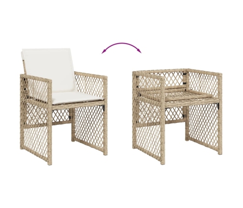 Set comedor de jardín 9 pzas con cojines ratán sintético beige