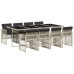 Set comedor de jardín 9 pzas cojines ratán sintético gris claro