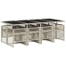 Set comedor de jardín 9 pzas cojines ratán sintético gris claro