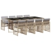 Set comedor de jardín 9 pzas con cojines ratán sintético beige