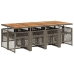 Set comedor jardín 9 pzas y cojines ratán sintético gris
