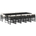 Set de comedor jardín 11 pzas con cojines ratán sintético negro