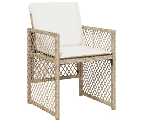 Set comedor de jardín 11 pzas con cojines ratán sintético beige