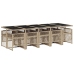 Set comedor de jardín 11 pzas con cojines ratán sintético beige