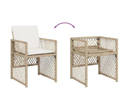 Set comedor de jardín 11 pzas con cojines ratán sintético beige