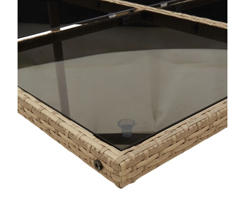 Set comedor de jardín 11 pzas con cojines ratán sintético beige