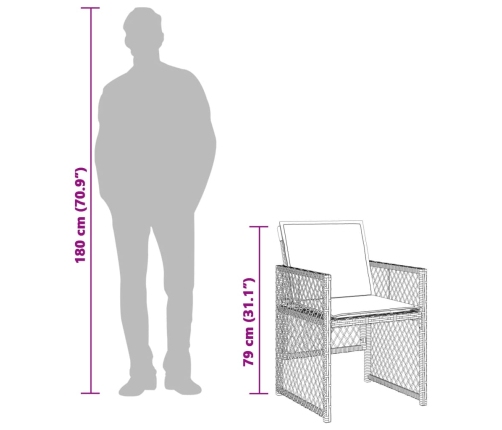 Set comedor de jardín 11 pzas con cojines ratán sintético beige