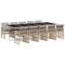 Set comedor de jardín 11 pzas con cojines ratán sintético beige