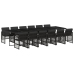 Set comedor de jardín con cojines 13 pzas ratán sintético negro