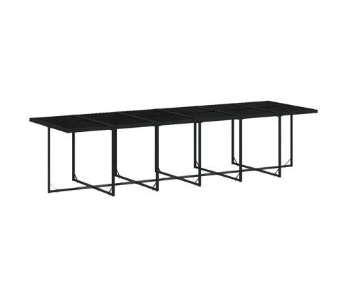 Set comedor de jardín con cojines 13 pzas ratán sintético negro