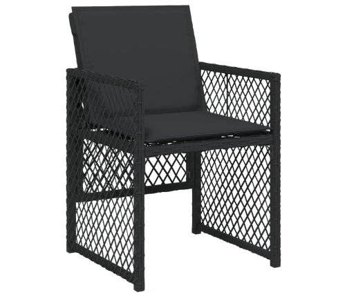 Set comedor de jardín con cojines 13 pzas ratán sintético negro