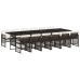 Set muebles de jardín 13 pzas y cojines ratán sintético marrón