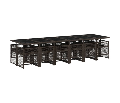 Set muebles de jardín 13 pzas y cojines ratán sintético marrón