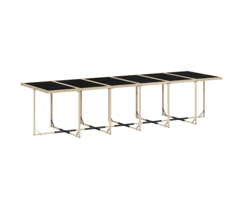 Set comedor de jardín con cojines 13 pzas ratán sintético beige