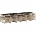 Set comedor de jardín con cojines 13 pzas ratán sintético beige