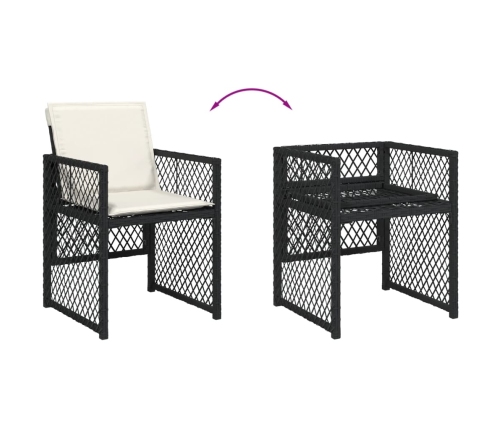 Set de comedor de jardín 9 pzas y cojines ratán sintético negro