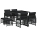 Set de comedor de jardín 9 pzas y cojines ratán sintético negro
