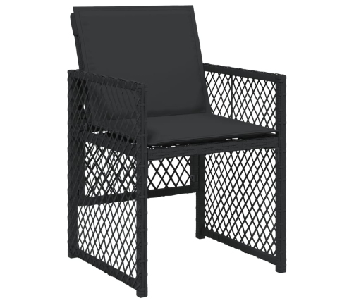 Set de comedor de jardín 9 pzas y cojines ratán sintético negro