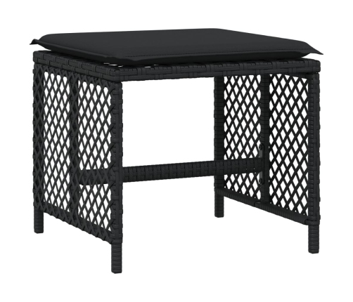 Set de comedor de jardín 9 pzas y cojines ratán sintético negro
