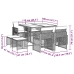 Set comedor jardín 9 pzas y cojines ratán sintético gris