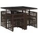 Set comedor para jardín 9 pzas y cojines ratán sintético marrón