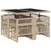 Set comedor de jardín 9 pzas con cojines ratán sintético beige