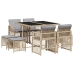 Set comedor de jardín 9 pzas con cojines ratán sintético beige