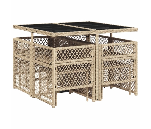 Set comedor de jardín 9 pzas con cojines ratán sintético beige