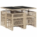 Set comedor de jardín 9 pzas con cojines ratán sintético beige