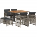 Set comedor jardín 9 pzas y cojines ratán sintético gris