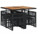 Set de comedor de jardín 9 pzas y cojines ratán sintético negro