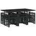 Set de comedor jardín 11 pzas con cojines ratán sintético negro