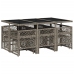 Set de comedor de jardín 11 pzas y cojines ratán sintético gris