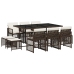 Set comedor de jardín 11 pzas y cojines ratán sintético marrón