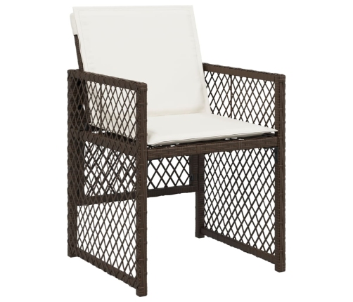 Set comedor de jardín 11 pzas y cojines ratán sintético marrón