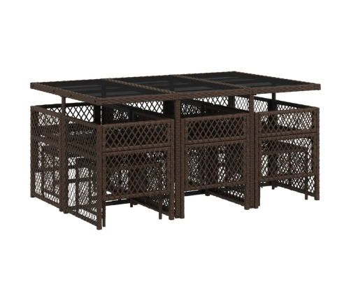 Set comedor de jardín 11 pzas y cojines ratán sintético marrón