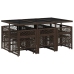 Set comedor de jardín 11 pzas y cojines ratán sintético marrón