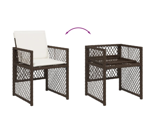 Set comedor de jardín 11 pzas y cojines ratán sintético marrón
