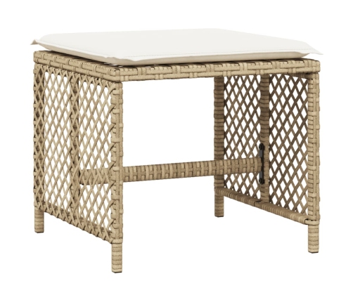 Set comedor de jardín 11 pzas con cojines ratán sintético beige