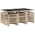 Set comedor de jardín 11 pzas con cojines ratán sintético beige