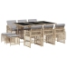 Set comedor de jardín 11 pzas con cojines ratán sintético beige