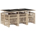 Set comedor de jardín 11 pzas con cojines ratán sintético beige