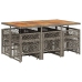 Set de comedor de jardín 11 pzas y cojines ratán sintético gris