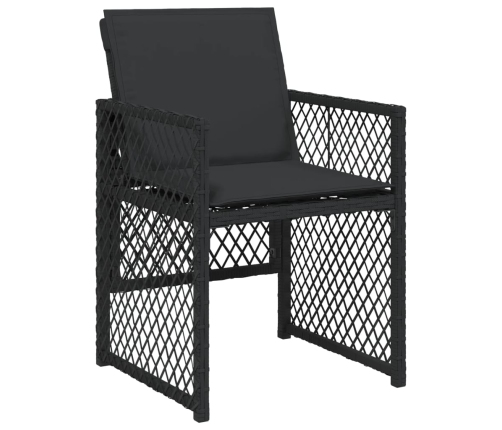 Set comedor de jardín con cojines 13 pzas ratán sintético negro