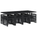 Set comedor de jardín con cojines 13 pzas ratán sintético negro