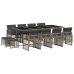 Set comedor de jardín con cojines 13 pzas ratán sintético gris