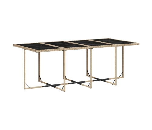 Set comedor de jardín con cojines 13 pzas ratán sintético beige
