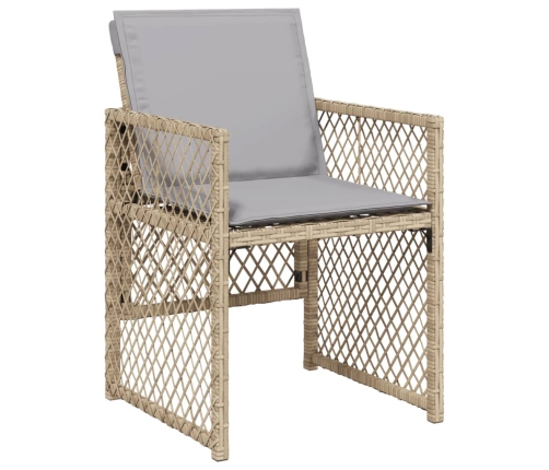 Set comedor de jardín con cojines 13 pzas ratán sintético beige